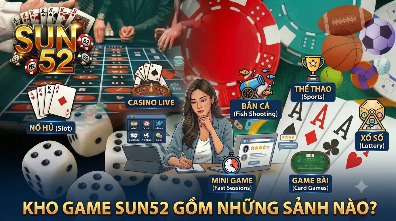 Sun52 – Cổng Game Nổ Hũ, Casino Live, Bắn Cá 2026 41 Các sảnh game chính trên trang chủ Sun52